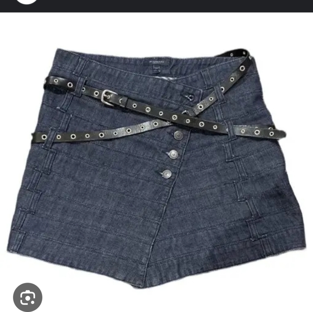 Burberry Dark Blue Denim Skirt with Belt